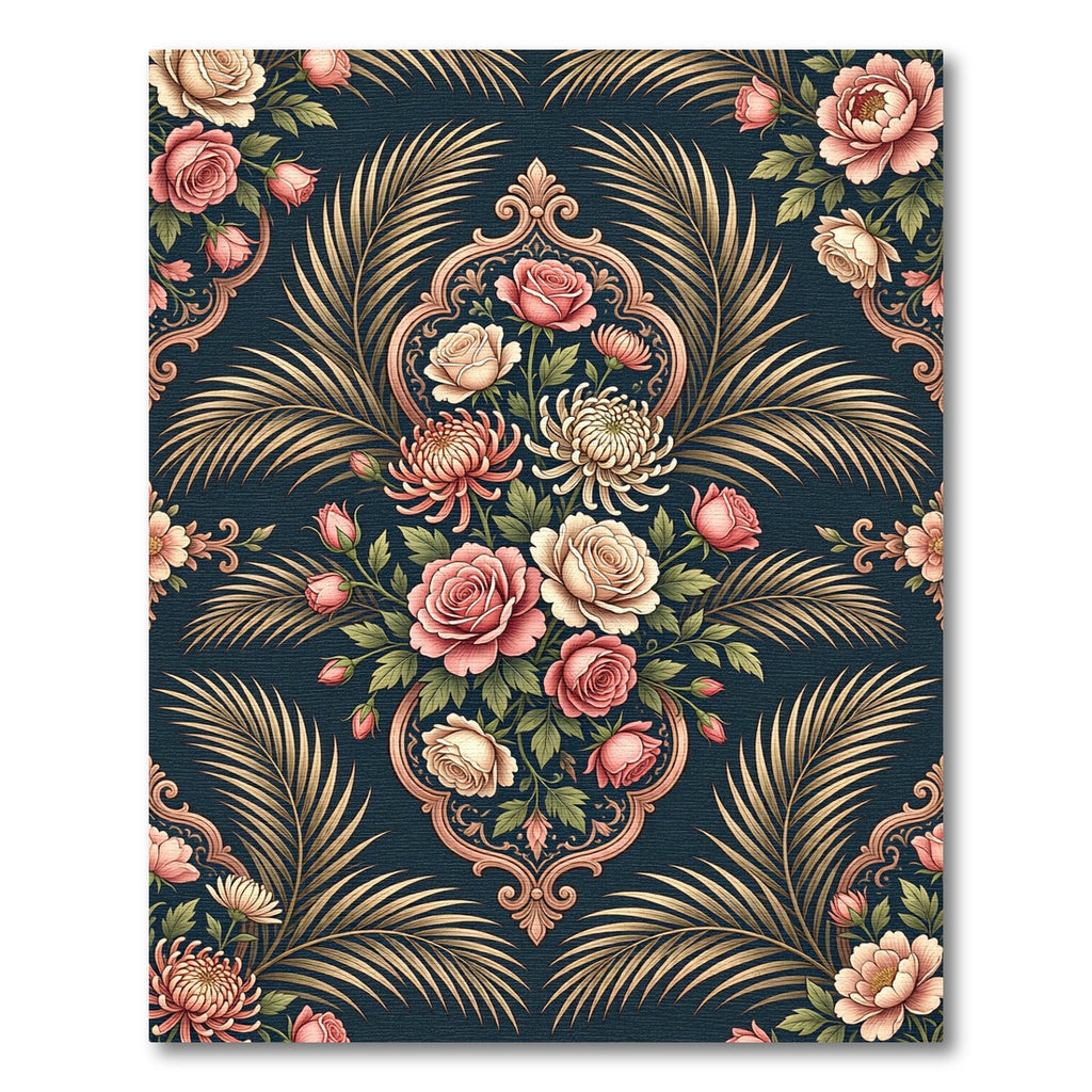 Elegant Pink Rose Gold Floral Medallion Rug