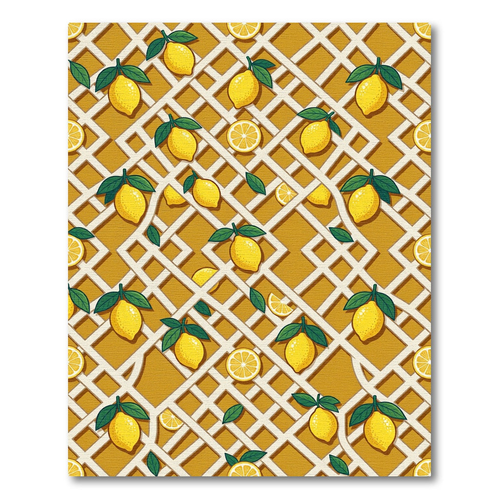 Sunny Yellow Citrus Lattice Trellis Rug