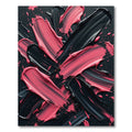 Bold Black and Pink Abstract Brushstroke Rug