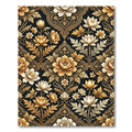 Elegant Gold Floral Damask Botanical Art Rug