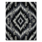 Tribal Masks Black White Ikat Rug