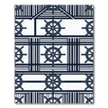 Navy Nautical Ship Wheel Striped Art Rug
