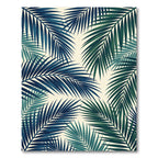 Lush Blue and Emerald Tropical Foliage Rug
