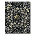 Monochromatic Floral Mandala Art Rug