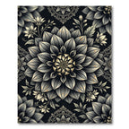 Monochromatic Floral Mandala Art Rug