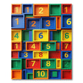 Vibrant Multicolor Geometric Number Grid Room Rug