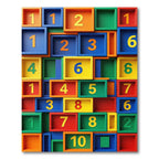 Vibrant Multicolor Geometric Number Grid Room Rug