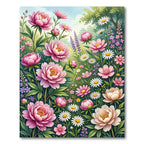 Lush Pink Peony Garden Floral Rug