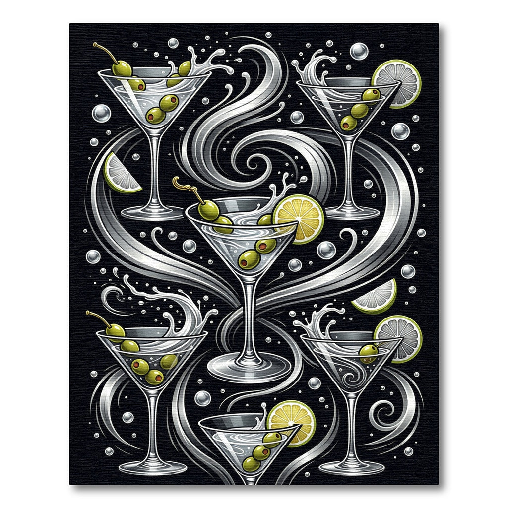 Monochrome Martini Olive Swirl Art Rug