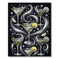 Monochrome Martini Olive Swirl Art Rug