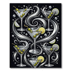 Monochrome Martini Olive Swirl Art Rug