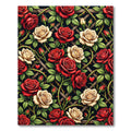 Romantic Crimson and Cream Rose Trellis Rug
