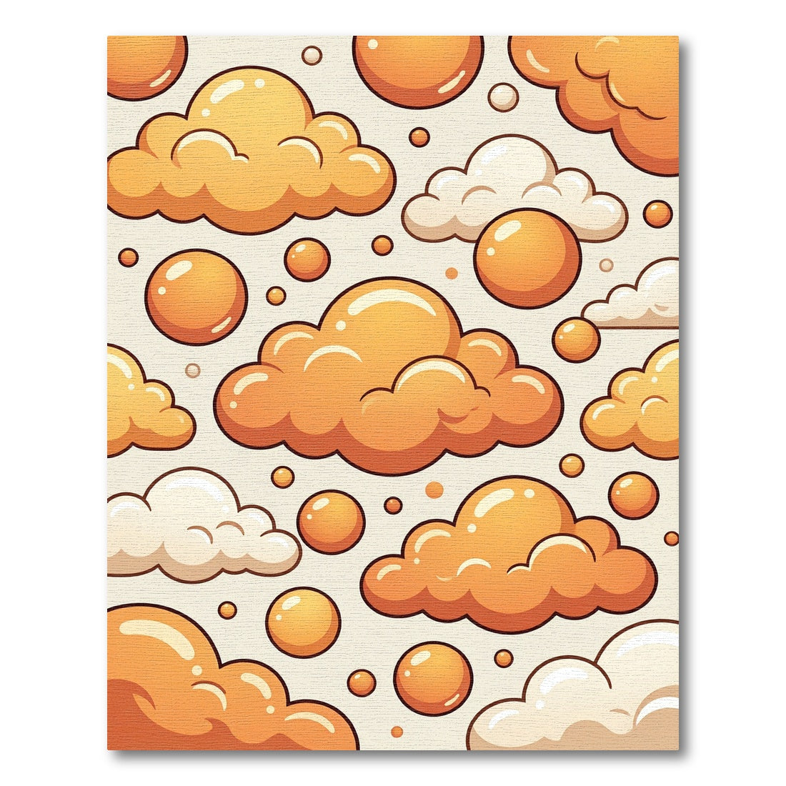 Whimsical Golden Cloudy Sky Bubble Art Rug