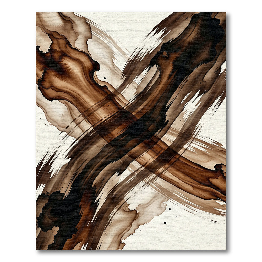 Brown Ink Wash Brush Strokes Rug