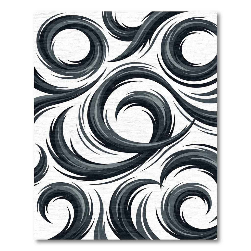 Sophisticated Monochrome Abstract Swirl Rug