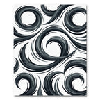 Sophisticated Monochrome Abstract Swirl Rug