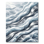 Abstract Icy Blue Flowing Wave Rug