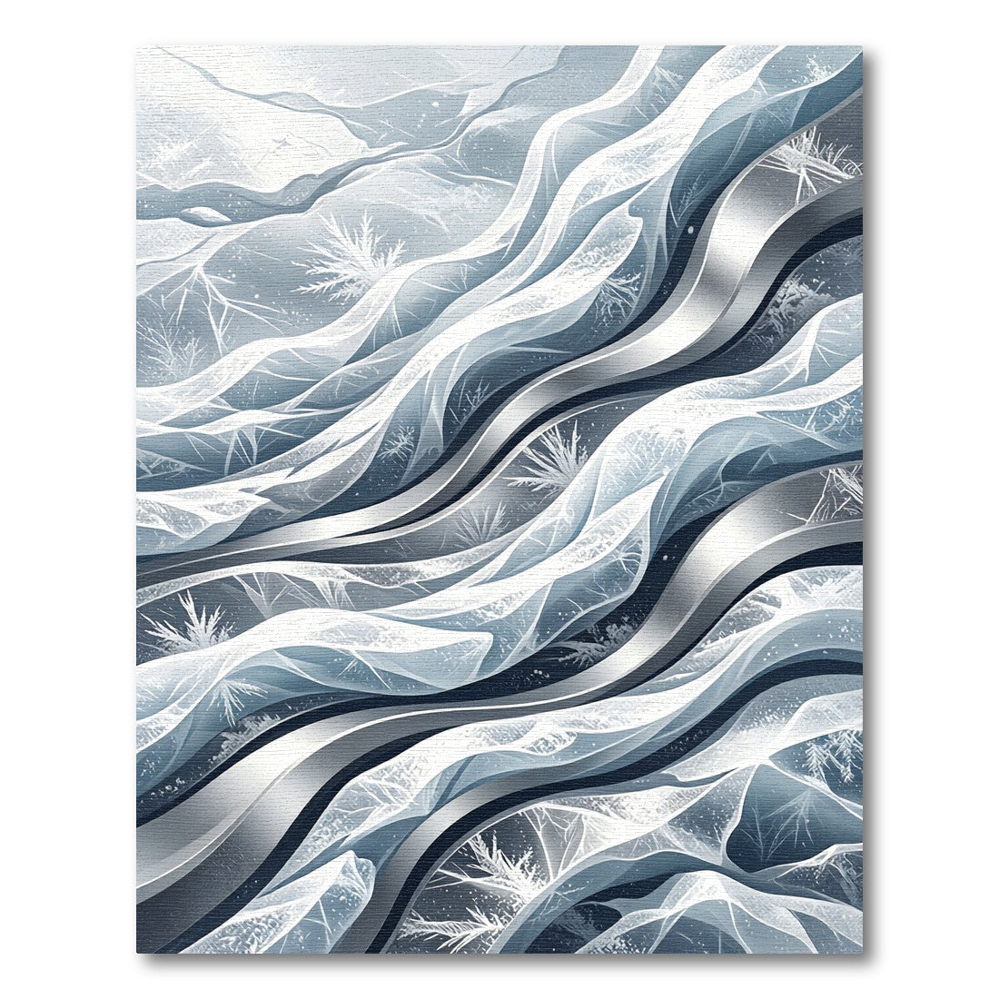 Abstract Icy Blue Flowing Wave Rug