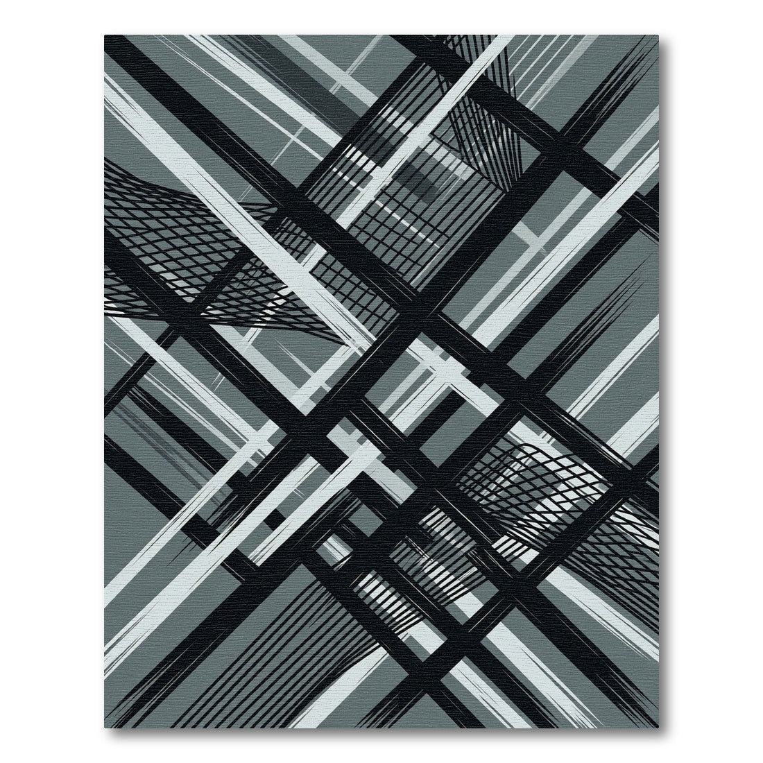 Monochromatic Abstract Geometric Linear Grid Rug
