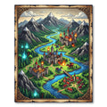 Epic Fantasy Kingdom Mountain Landscape Rug