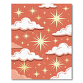 Celestial Starry Sky Terracotta Clouds Rug