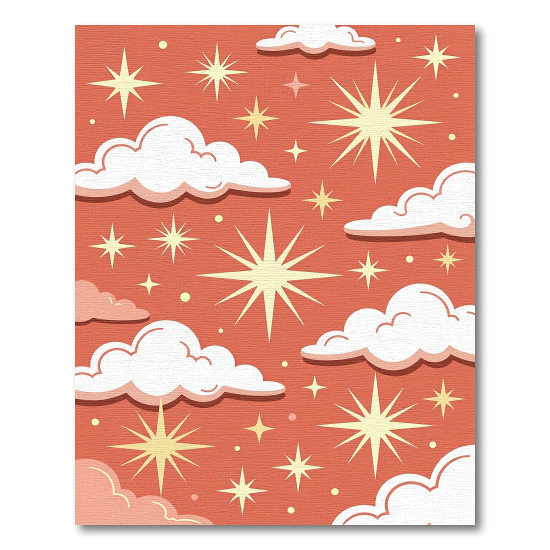 Celestial Starry Sky Terracotta Clouds Rug