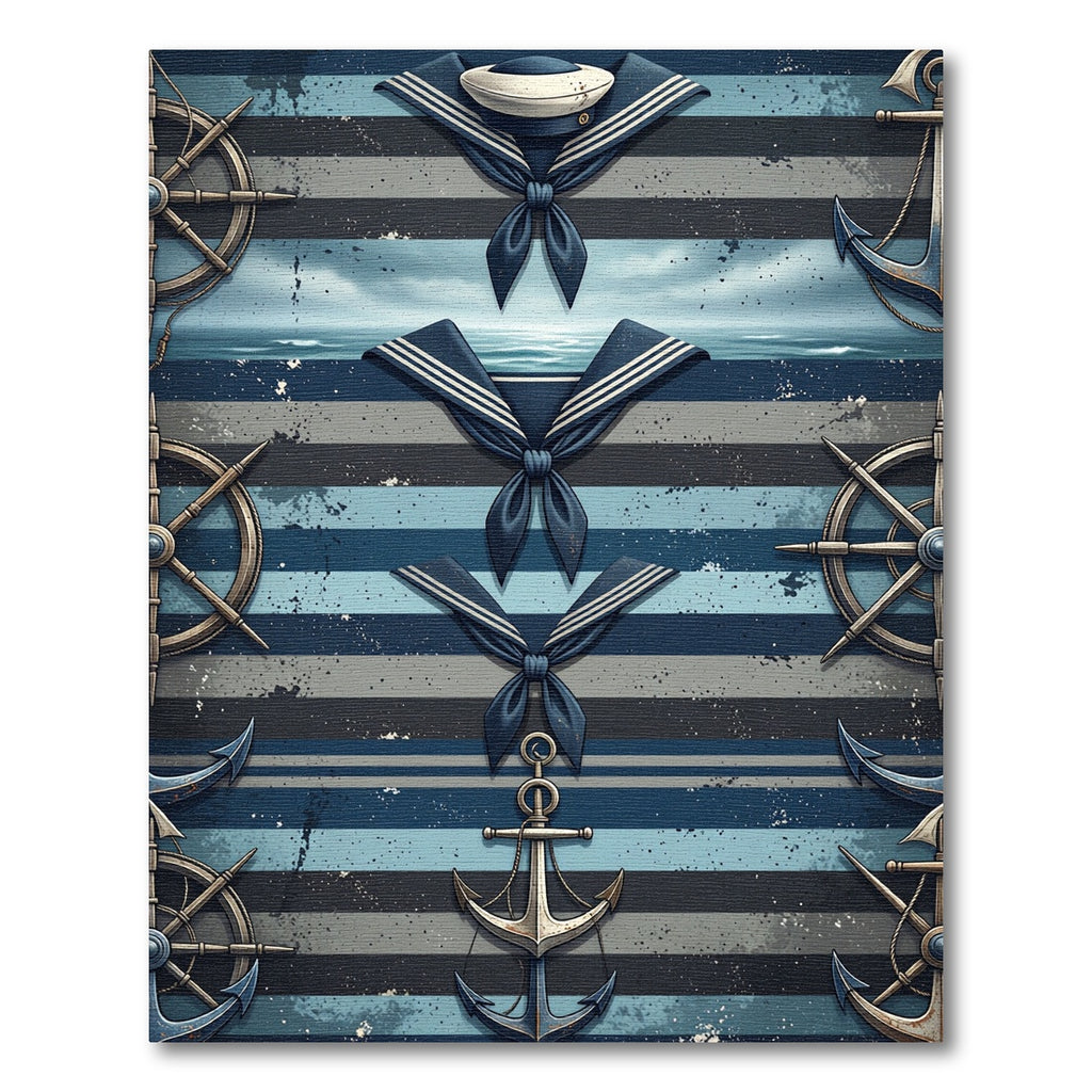 Nautical Anchor Sailor Blue Stripe Rug