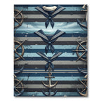 Nautical Anchor Sailor Blue Stripe Rug