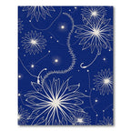 Deep Blue White Floral Starburst Rug