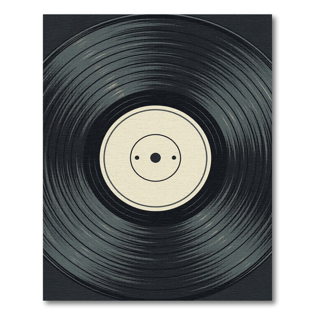 Minimalist Black Vinyl Record Art Rug