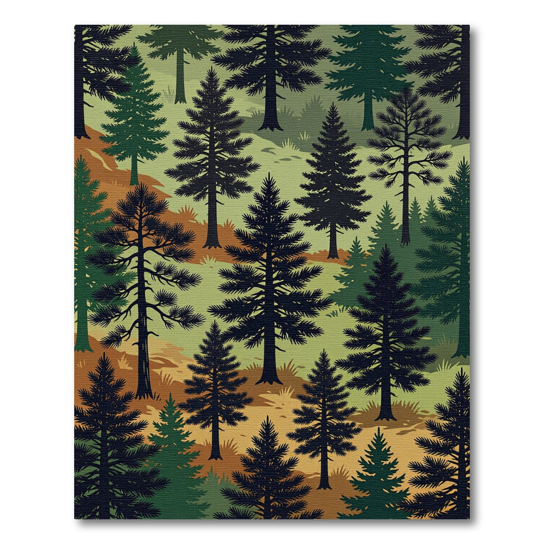 Forest Pine Trees Woodland Landscape Rug