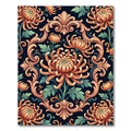 Elegant Peach Chrysanthemum Baroque Scroll Rug