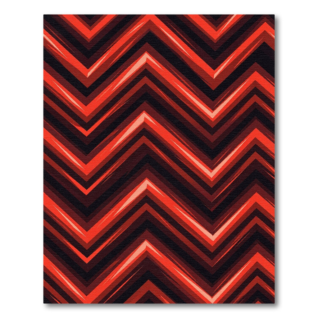 Vibrant Red Jagged Chevron Rug