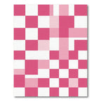 Modern Pink and White Geometric Checkerboard Rug