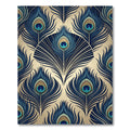 Art Deco Peacock Feather Gold Blue Rug