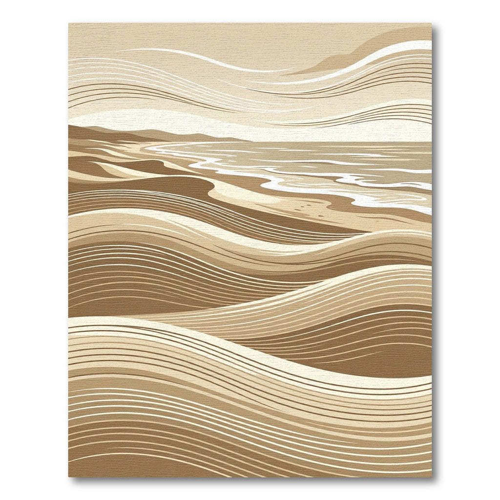 Abstract Beige Sand Dune Ripple Rug