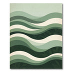 Sage Green Wavy Botanical Landscape Rug