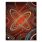 Vibrant Orange Blue Swirl Orbit Rug
