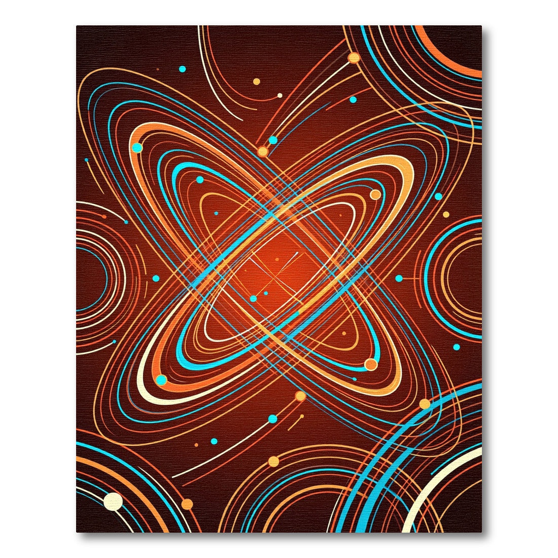 Vibrant Orange Blue Swirl Orbit Rug