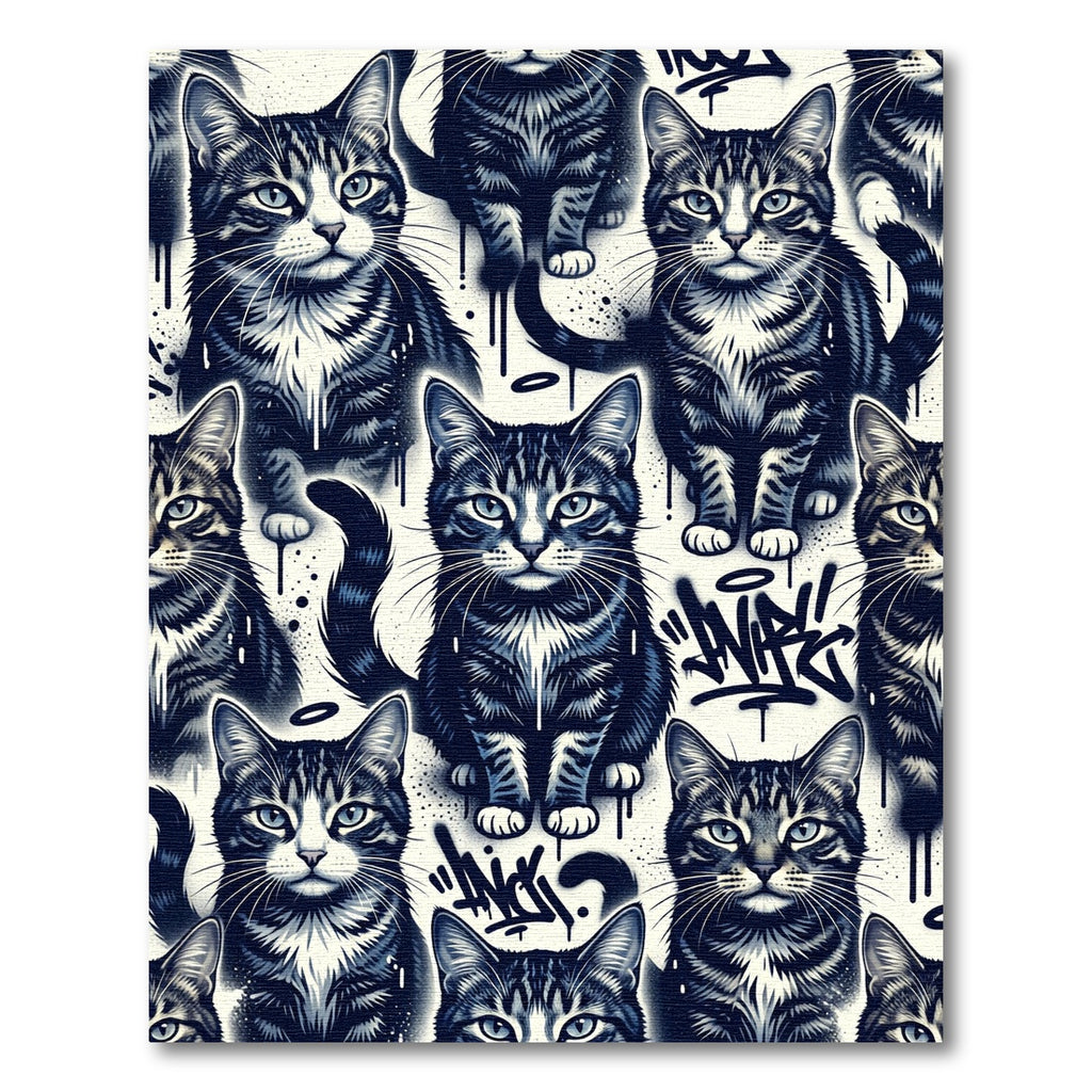 Street Art Tabby Cat Graffiti Illustration Rug
