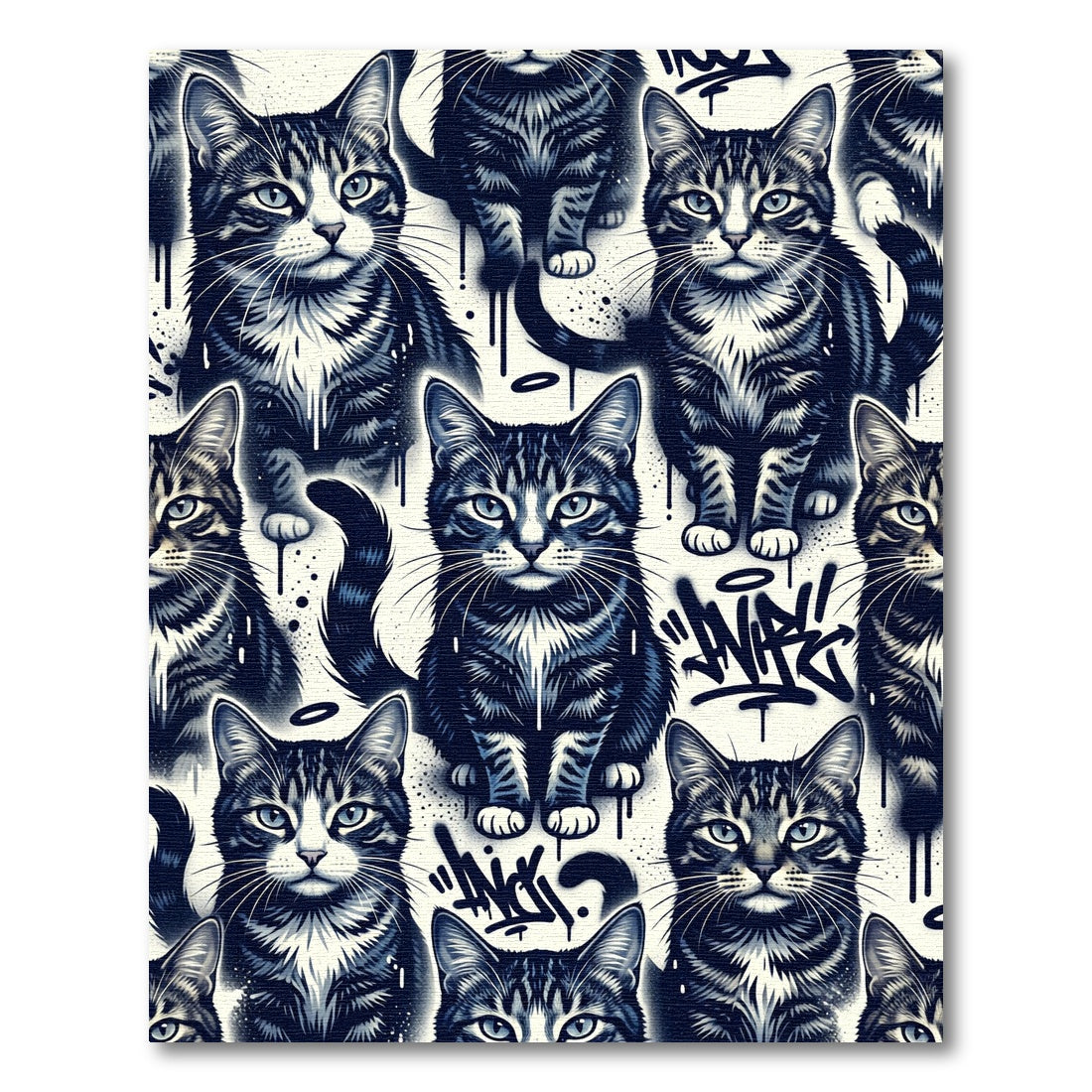 Street Art Tabby Cat Graffiti Illustration Rug