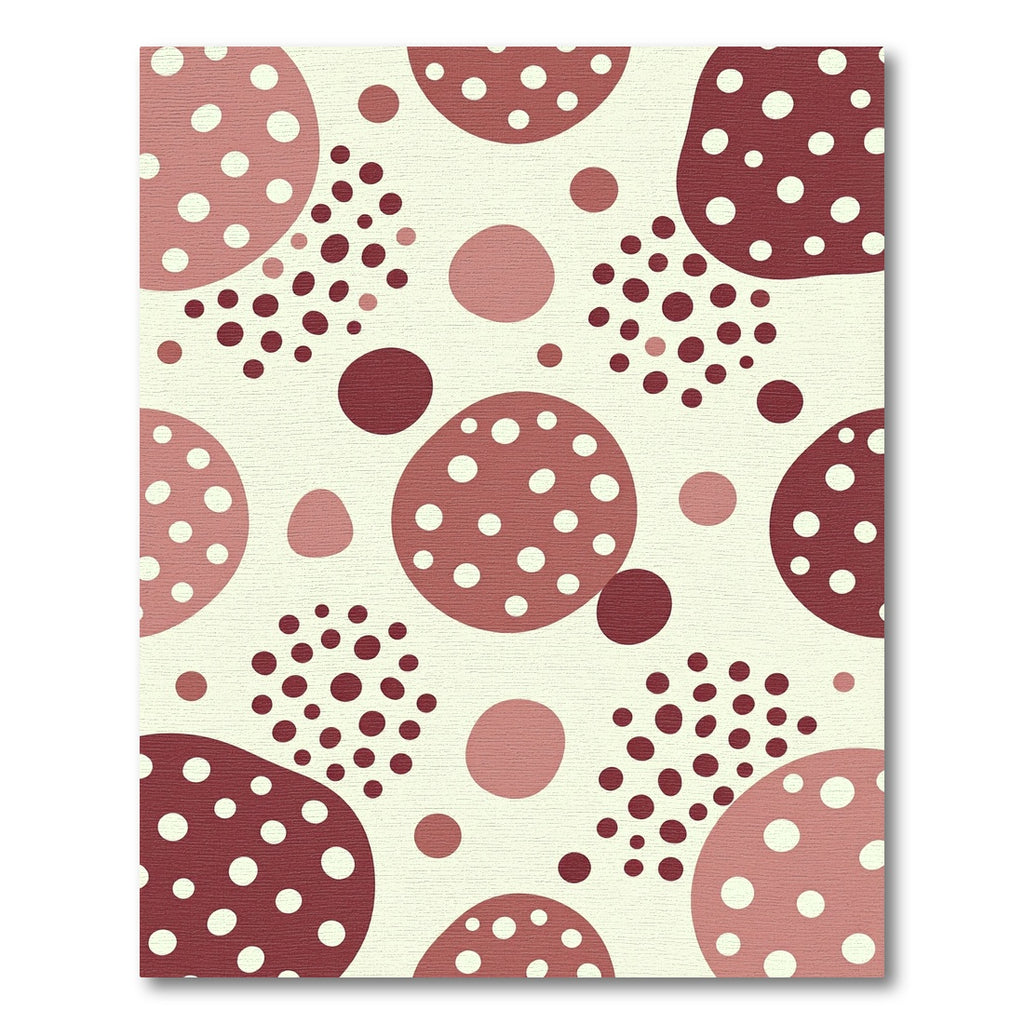 Abstract Burgundy and Dusty Rose Polka Dot Rug