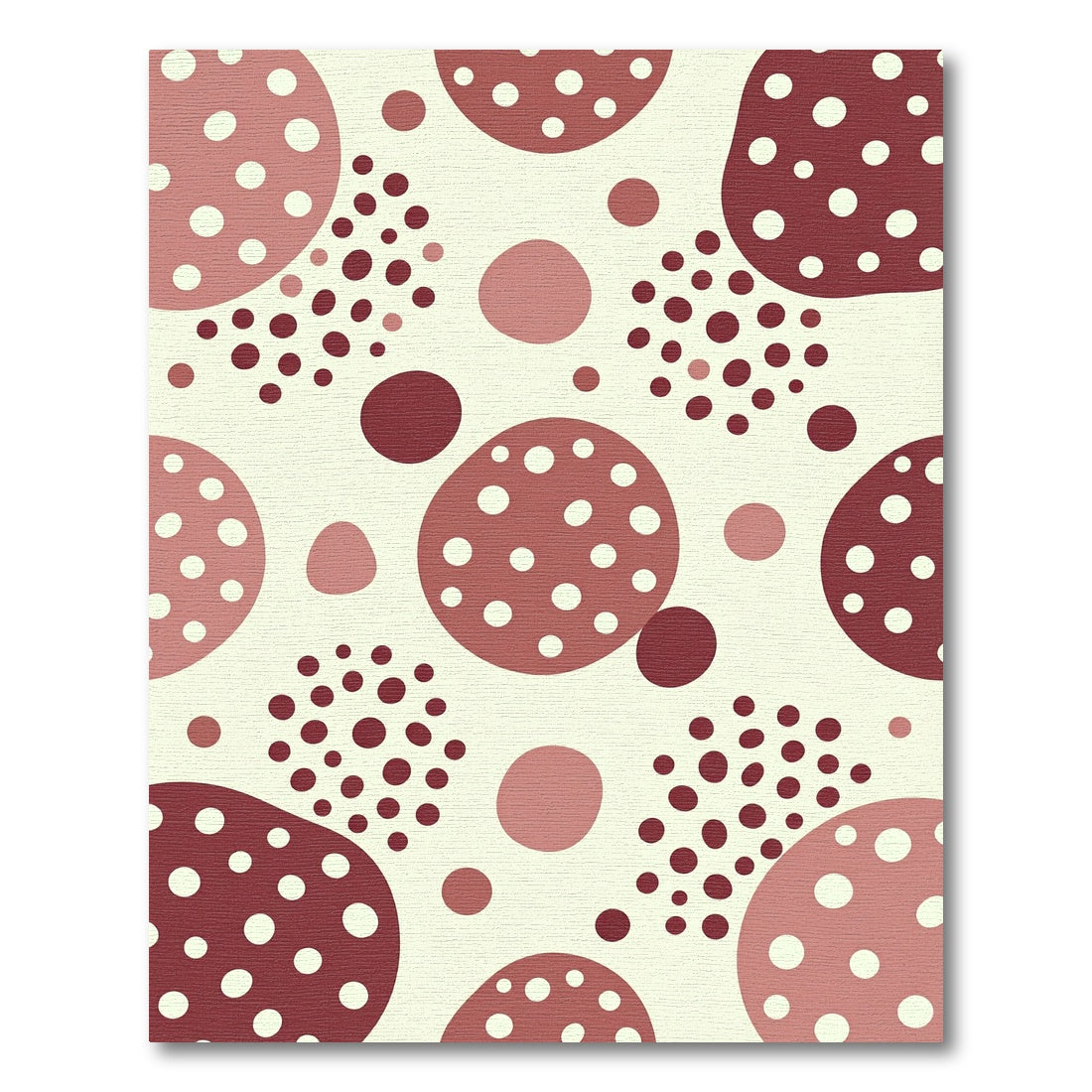 Abstract Burgundy and Dusty Rose Polka Dot Rug