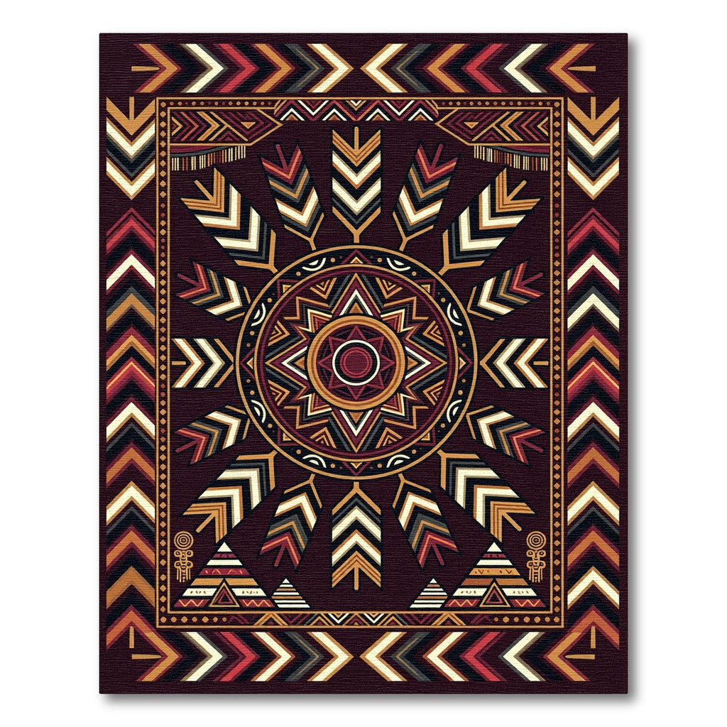 Tribal Geometric Sun Arrow Earthy Rug