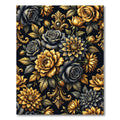 Dark Gold Vintage Floral Arrangement Rug