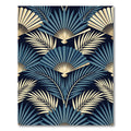Art Deco Navy Blue Fan Palm Rug
