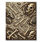 Fossilized Paleontological Earthy Bone Illustration Rug