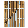 Geometric Camel Silhouette Vertical Stripe Ivory Tan Rug