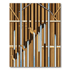 Geometric Camel Silhouette Vertical Stripe Ivory Tan Rug
