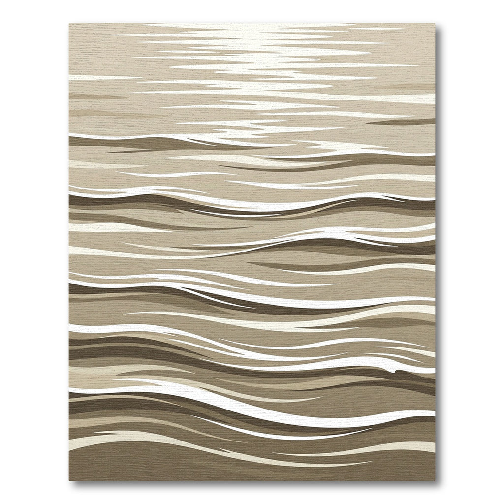 Neutral Minimalist Abstract Wavy Stream Rug